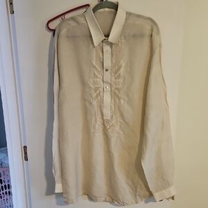 Men's Aremenia Cream Embroidered Shirt